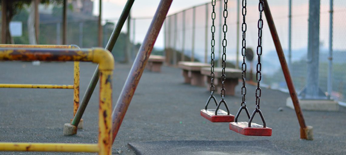 Swing set in the playground