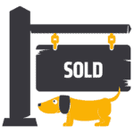 Sold sign with dog