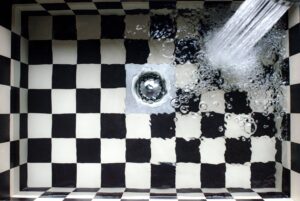 sink water black and white